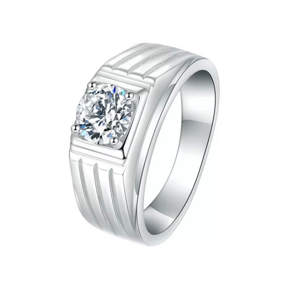 Mens Sterling Silver solitaire ring